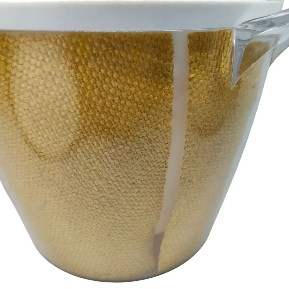 Vintage Mid Century Rafiaware Yellow Plastic Ice Bucket MCM 70's Burlap